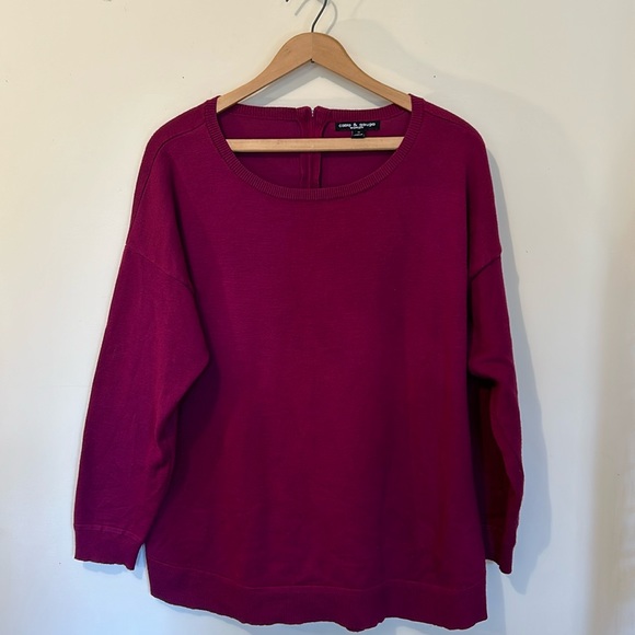 Cable & Gauge Women’s Burgundy Pullover Accent Zipper Sweater Size 1X - Picture 1 of 6